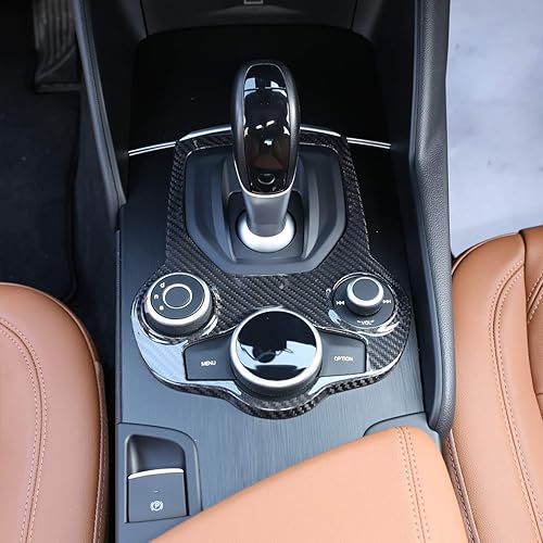 Miniatura 3 de CHEYA Adhesivo de fibra de carbono 100% real para consola central de automóvil, cubierta de panel de palanca de cambios para Alfa Romeo Giulia