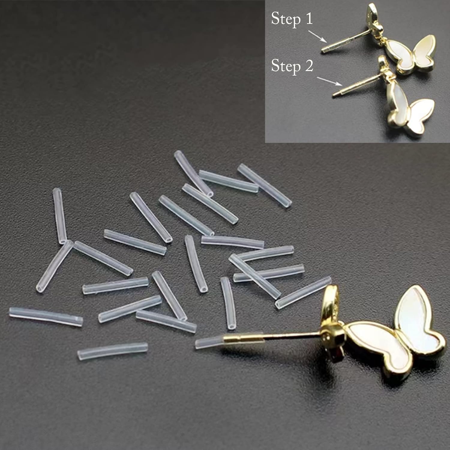 60pcs Silicone & Plastic Anti-Allergy Earring Sleeves & Protectors (Flexible, 4 Stiff Sizes, Extra Backs, Ear Hole Retainers)