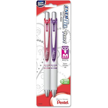 Pentel EnerGel Pearl Deluxe RTX – 0,7mm Gelroller, Pink, 12er Pack, Nachfüllbar & Superweich