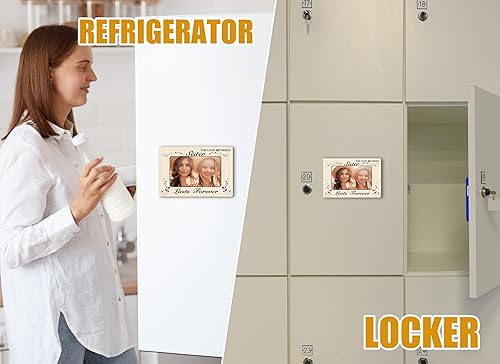 Miniatura 4 de Marco de fotos magnético para hermanas, Best Sister Ever, marco de fotos con diseño de flores retro para nevera para mejor amiga, hermana del alma,