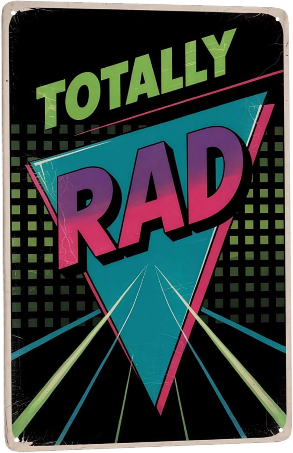 Totally Rad – Placas de pared estilo años 80, 8 x 12 pulgadas, decoración de pared estética, letreros metálicos para dormitorio, sala de estar,
