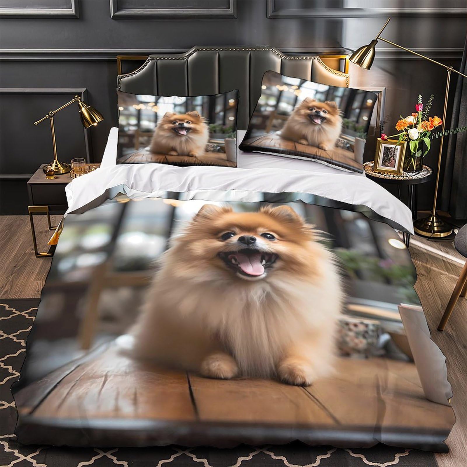 Housse de couette hypoallergénique chien 140x200cm contre les allergies nocturnes enfant