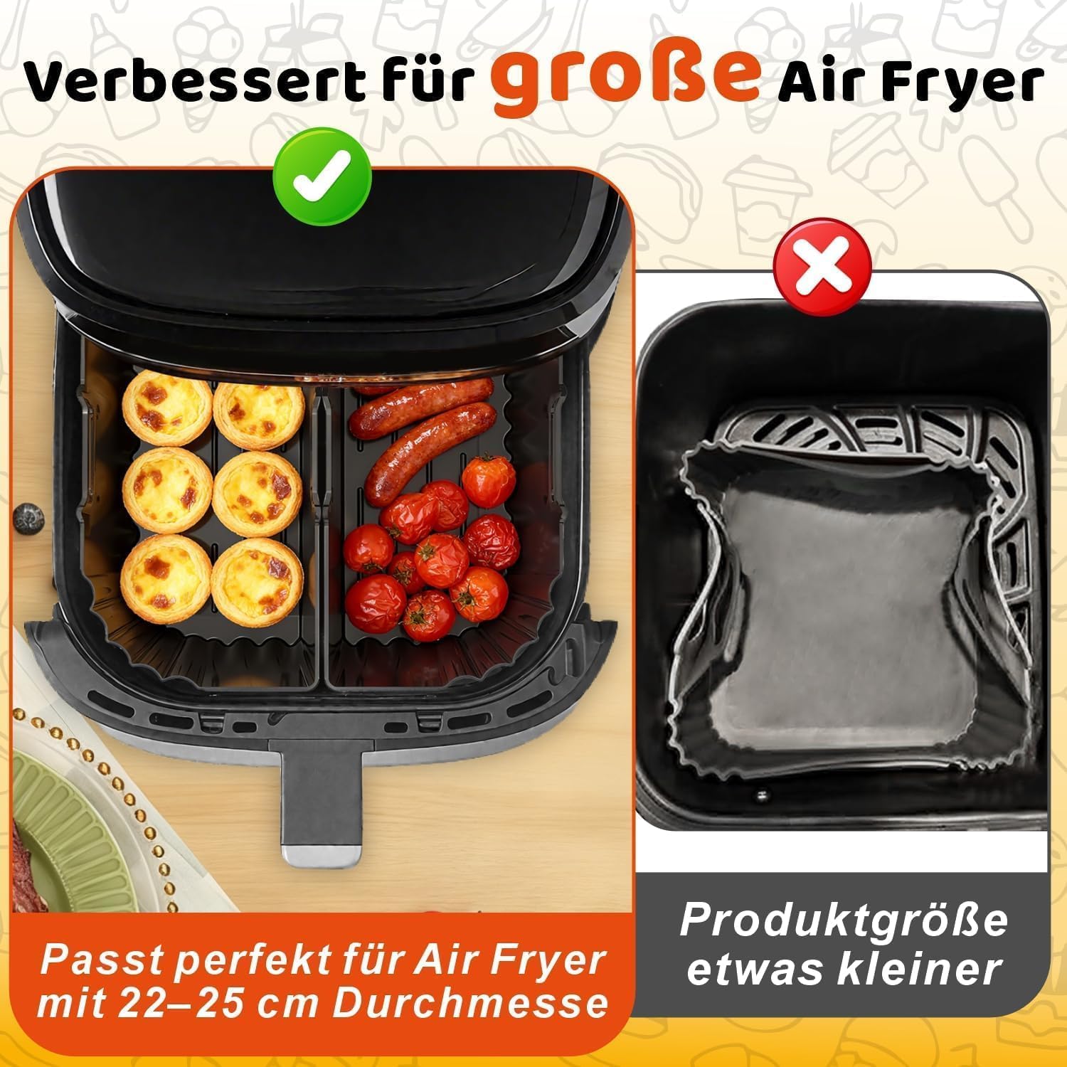 Heißluftfritteuse Zubehör für Russell Hobbs XXL 8L 8,3L Airfryer Zubehör