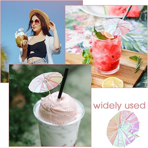 Miniatura 7 de 50 paraguas de cóctel de papel, mini púas de cóctel de papel, sombrillas para bebidas, paraguas de papel con palillos de madera para verano,