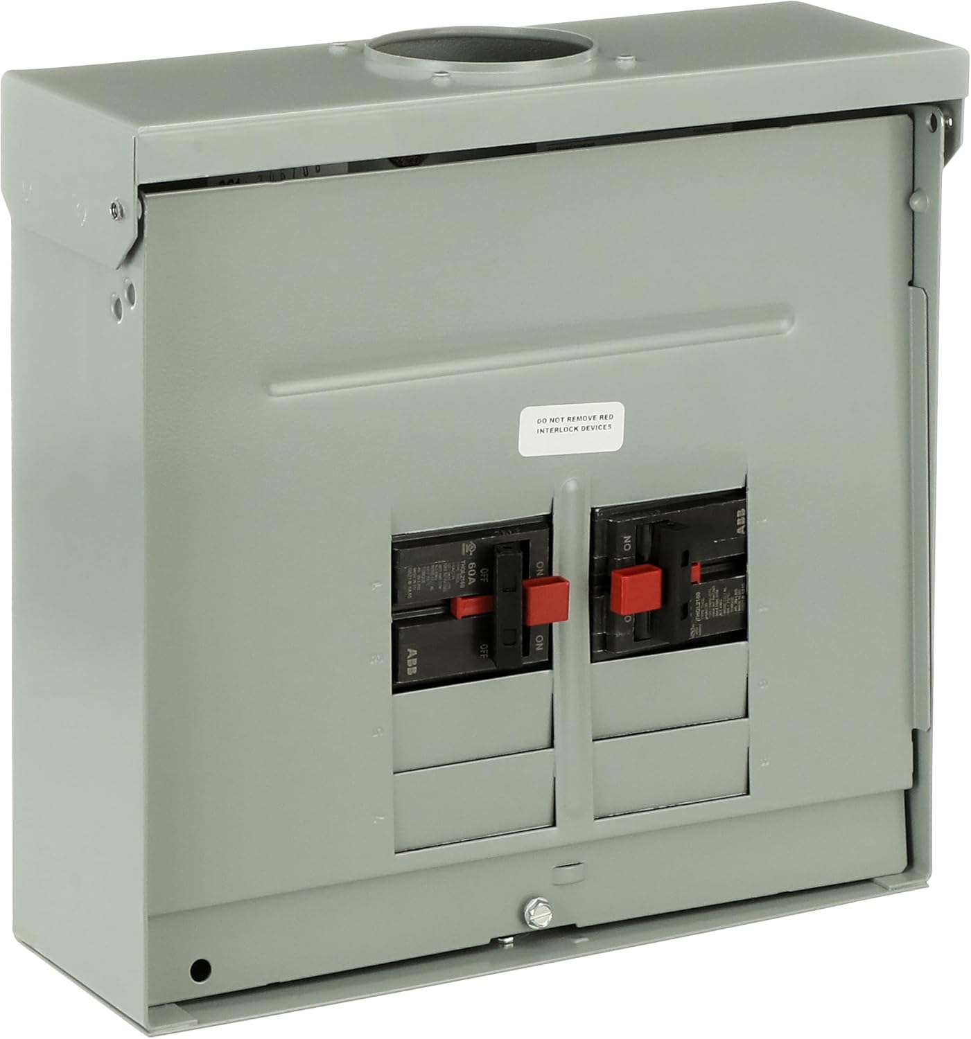 ABB TMQ860RCUGEN 60A Dual Main Breaker Generator Panel • 8-Space, Copper Bus • 1-Phase, 120/240V AC, 22 kAIC Interrupt • Outdoor NEMA 3R Surface Mount • Manual Transfer Switch • 1 Phase, 3 Wire