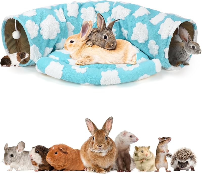 Túnel com Cama Dobrável para Pequenos Animais BWOGUE com Esteira e Bolas – 119 x 51 x 23 cm
