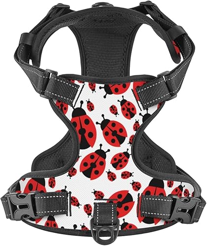 Red Ladybug - Arnés reflectante para perro, sin tirones, chaleco suave para perros pequeños, medianos y grandes, tamaño pequeño