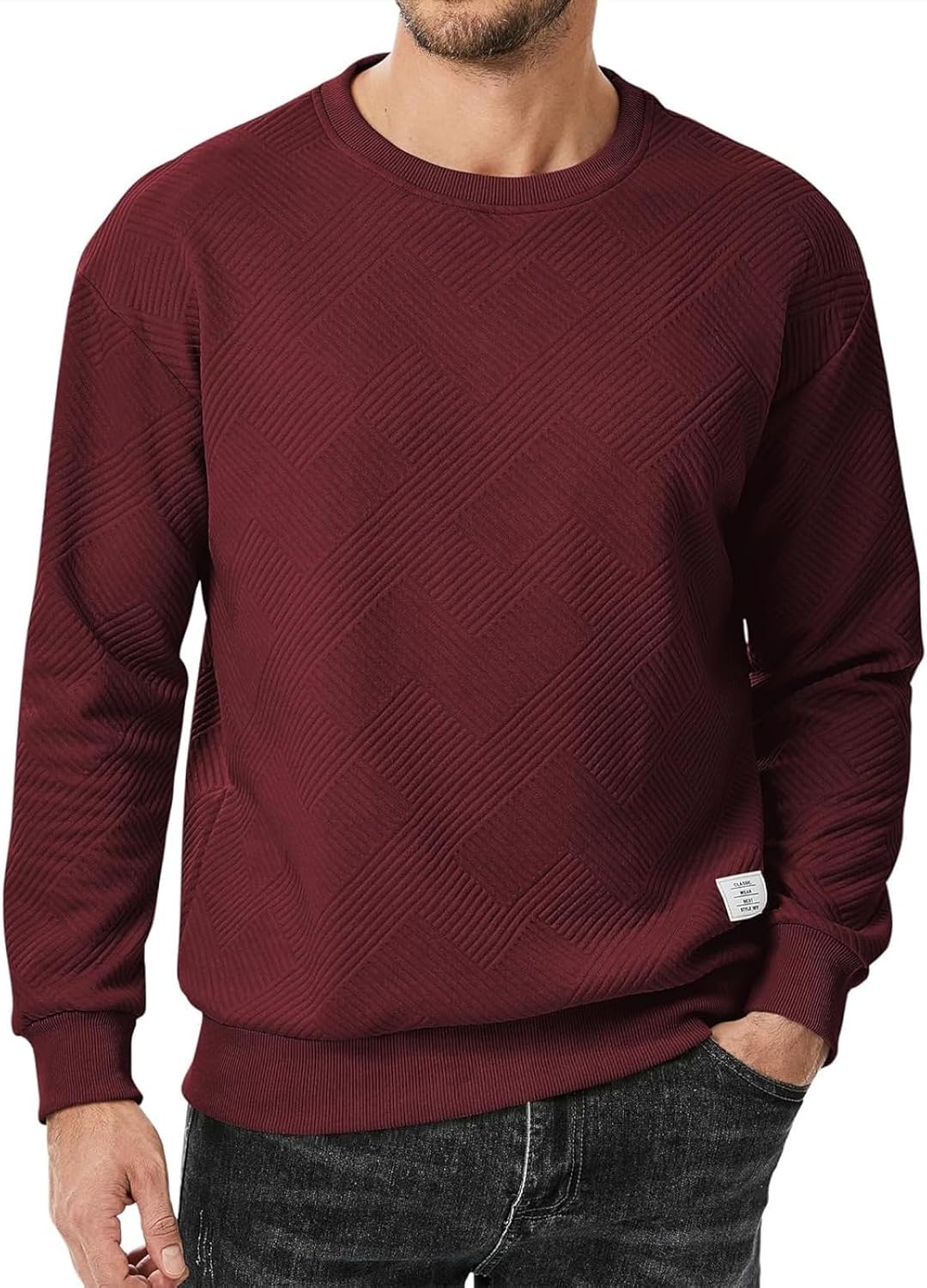 GaxfjRu Felpa girocollo casual da uomo con stampa a scacchi rossa 3D morbida a maniche lunghe basic pullover felpa da uomo, nero, Medium