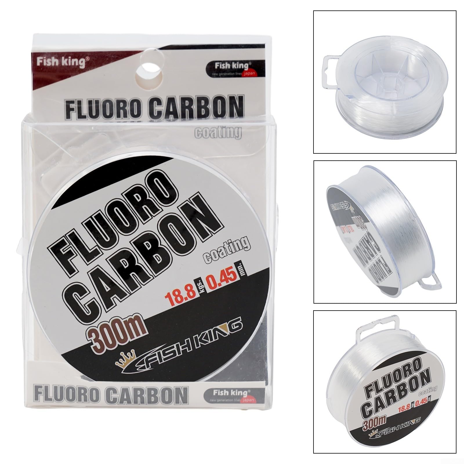 Lenza da pesca in fluorocarbonio, 300 m, invisibile, in fibra di carbonio, per acqua dolce e salata, resistente all'abrasione, filo per lenza da 0,3 a 0,5 mm