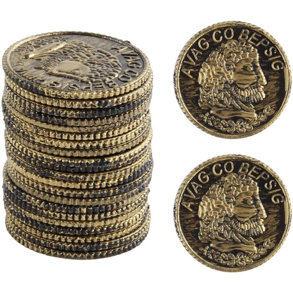 Baokuan Antique Bronze 100 Pcs Pirate Coins, Game Coin Set, Coins Toys Fake Coins Novelty Game Coins For Pirate Adventure Themed Event Birthday Party Props