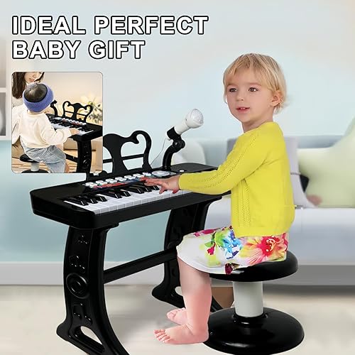 Vista 53 de Love & Mini - Piano/teclado de juguete para niños de 3 a 5 años como regalo de cumpleaños, con 24 teclas, color rosa; instrumento musical de juguete