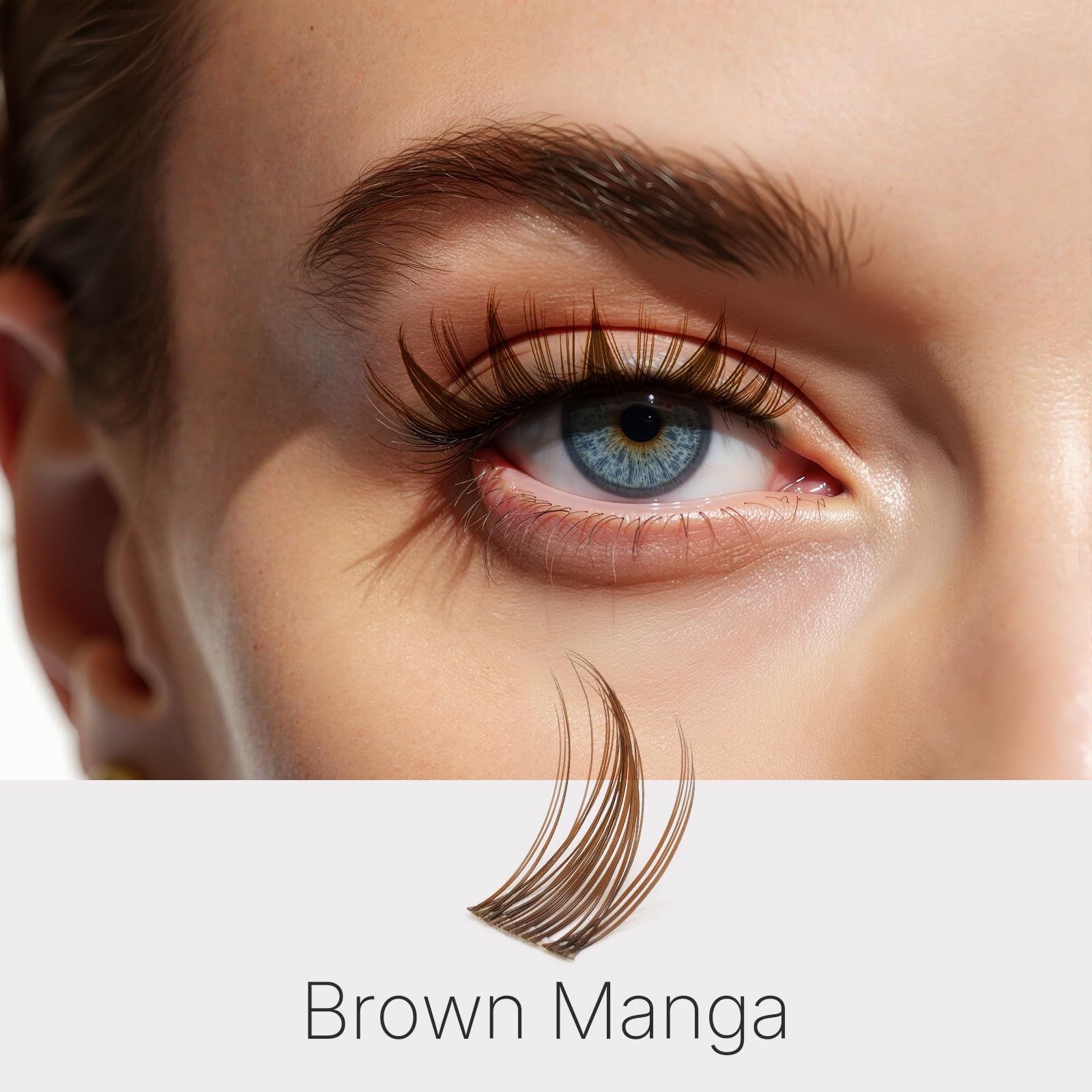 VEYESBEAUTY Ciglia Finte Kit Marroni fai da te Extension Ciglia Finte Ciuffetti Naturali e Sottili Ciglia Colorate Lash Clusters o Lunghezza mista Ciuffetti Ciglia Finte (Manga Kit, 8-18mm)