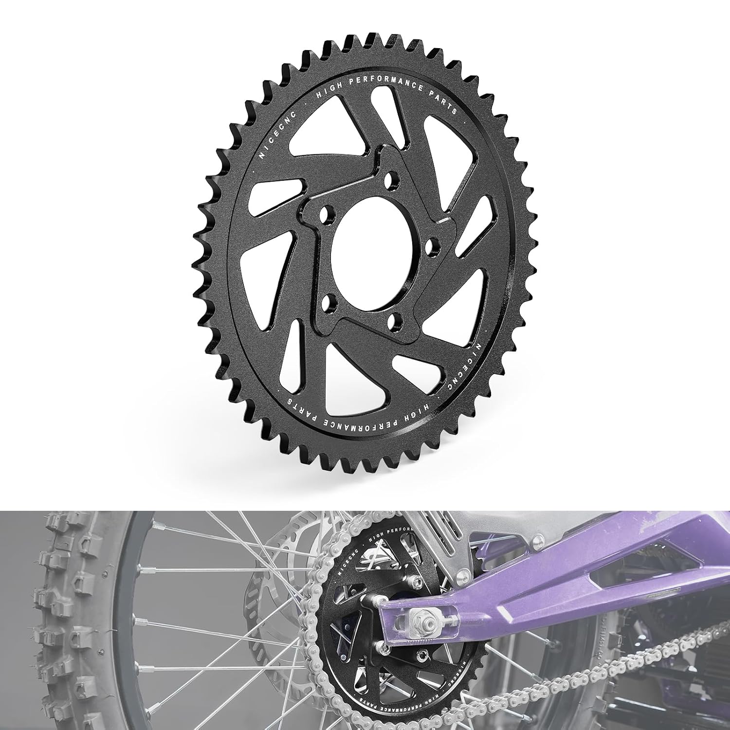 NICECNC Black 48T Rear Sprocket Compatible with Surron Light bee X/S/ L1E Compatible with Segway X160 X260 See Fitment