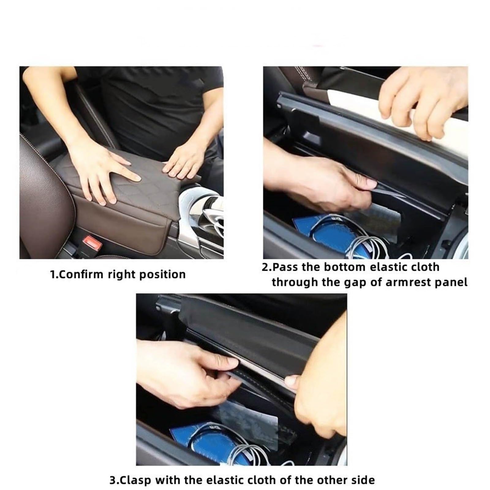 Konsolen-Aufbewahrungsbox Armlehnenbox-Abdeckung für Autokonsole, kratzfestes Armlehnenkissen aus Leder für Mercedes für Benz E-Klasse 2017-2022 CLS 2018-2022(Beige)