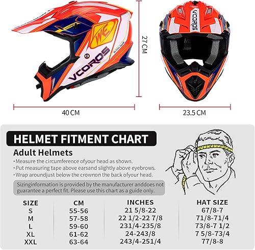 Miniatura 6 de VCOROS Cascos de motocross para adultos, ATV, motocross, BMX, todoterreno, aventura, UTV, aprobados por DOT