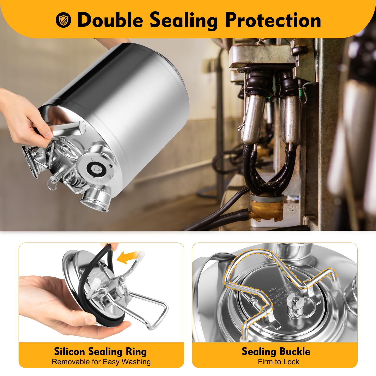 Set di pulizia per spiedini, 10 l, in acciaio inox 304, 3 teste, con spiedini a tazza A, S, pulitore per tubi della birra, anello di tenuta integrato e a tenuta stagna per impianti di spillo