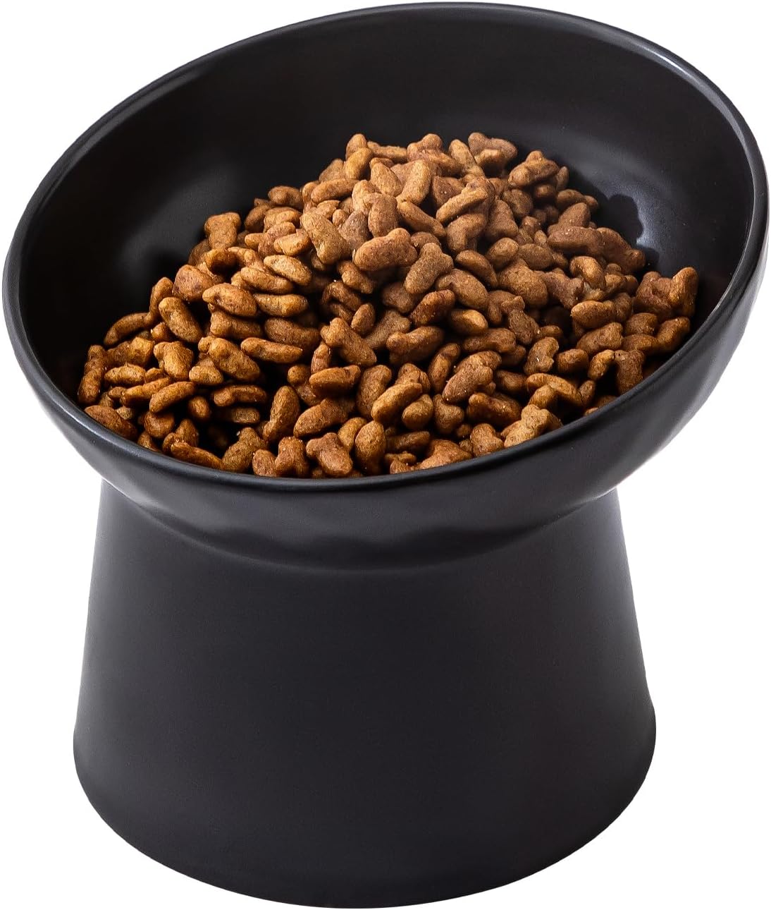 Ceramic Raised Cat Bowls - Elevated Tilted Cat Food and Water Bowls Set, Anti Vomiting and Protect Pets' Spines Pet Feeding Dish for Cats, Dishwasher Microwave Safe (2 x Bowl - White)