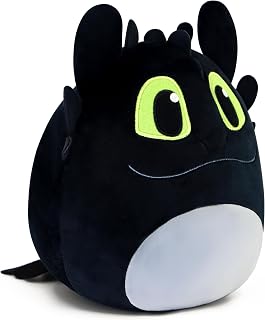 Black Dragon Plush Toy (8 Inch) – Soft Stuffed Fantasy Animal – Cute Round Plushie Gift for Kids & Fans