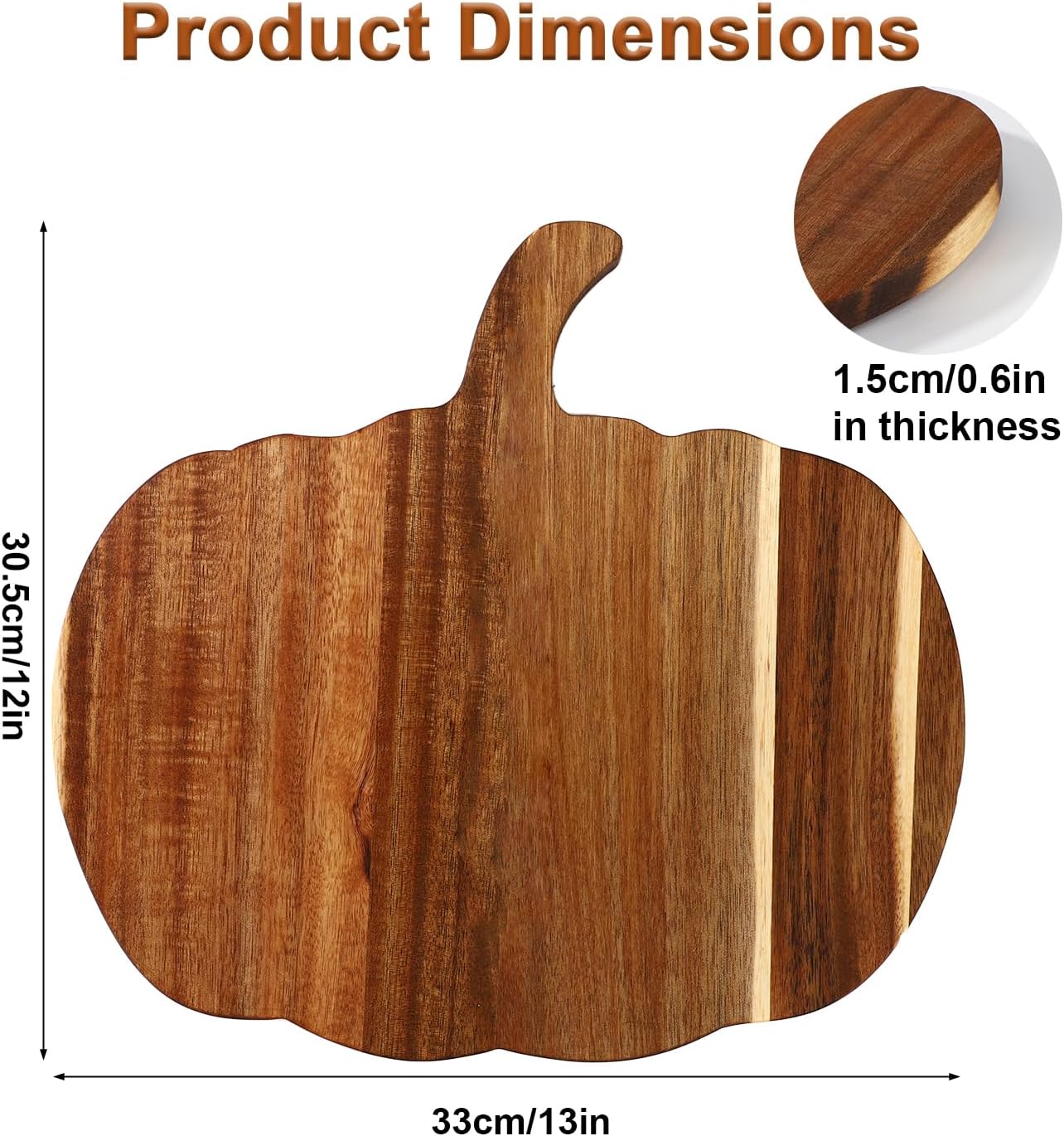 Halloween Pumpkin Shaped Wooden Cutting Board, Charcuterie Wood Chopping Board with Handle Perfect for Meal Prep Chopping & Fall Kitchen Tray Decor Serving Platter Halloween Dining Essential