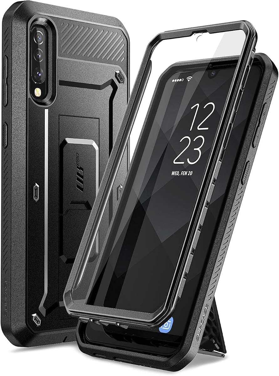 para Samsung Galaxy A50 / A50s / A30 Funda con Soporte, Negro | Protector de pantalla incorporado, clip para cinturón, cuerpo completo resistente a los golpes, protección de grado militar, Unicorn Beetle Pro