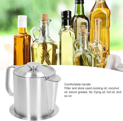Miniatura 3 de Tnfeeon Contenedor de grasa de tocino, recipiente de aceite de cocina con colador y bandeja antideslizante para almacenar aceite de freír carne y
