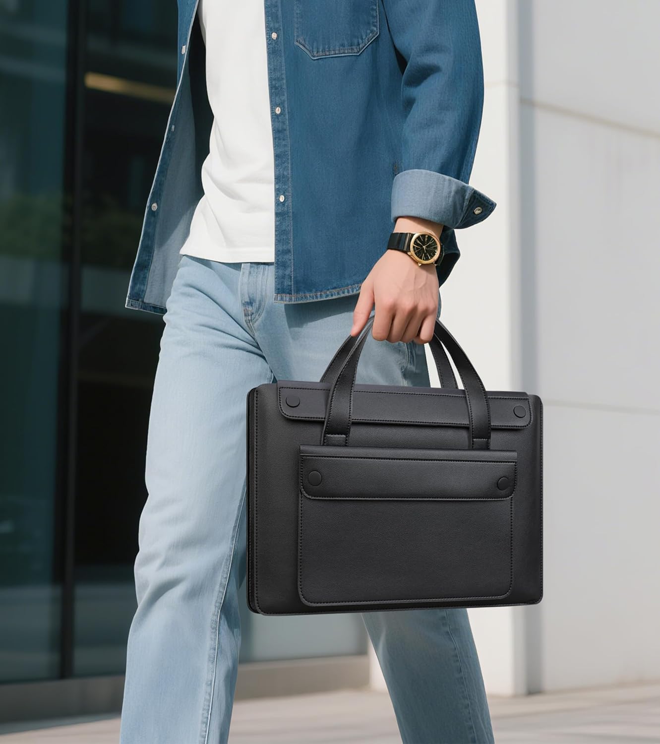 Lacdo 15.6 Inch Laptop Sleeve Case for Lenovo Acer Dell ASUS HP 15.6" Laptop, Lenovo IdeaPad, Acer Aspire, HP Pavilion, Dell Inspiron, ASUS Vivobook, Computer Bag with 3 Compartments & Handle, Black image 7 of 8 B0FKG3MR6H