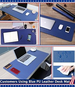 17 X 36 Inch Office Desk Pad Table Protector on Top of Desks PU Leather Desk Blotter Laptop Computer Gaming Under Keyboard Mouse Pad Waterproof Writing Mat Desktop Cover for Women Men Kids Girls Black