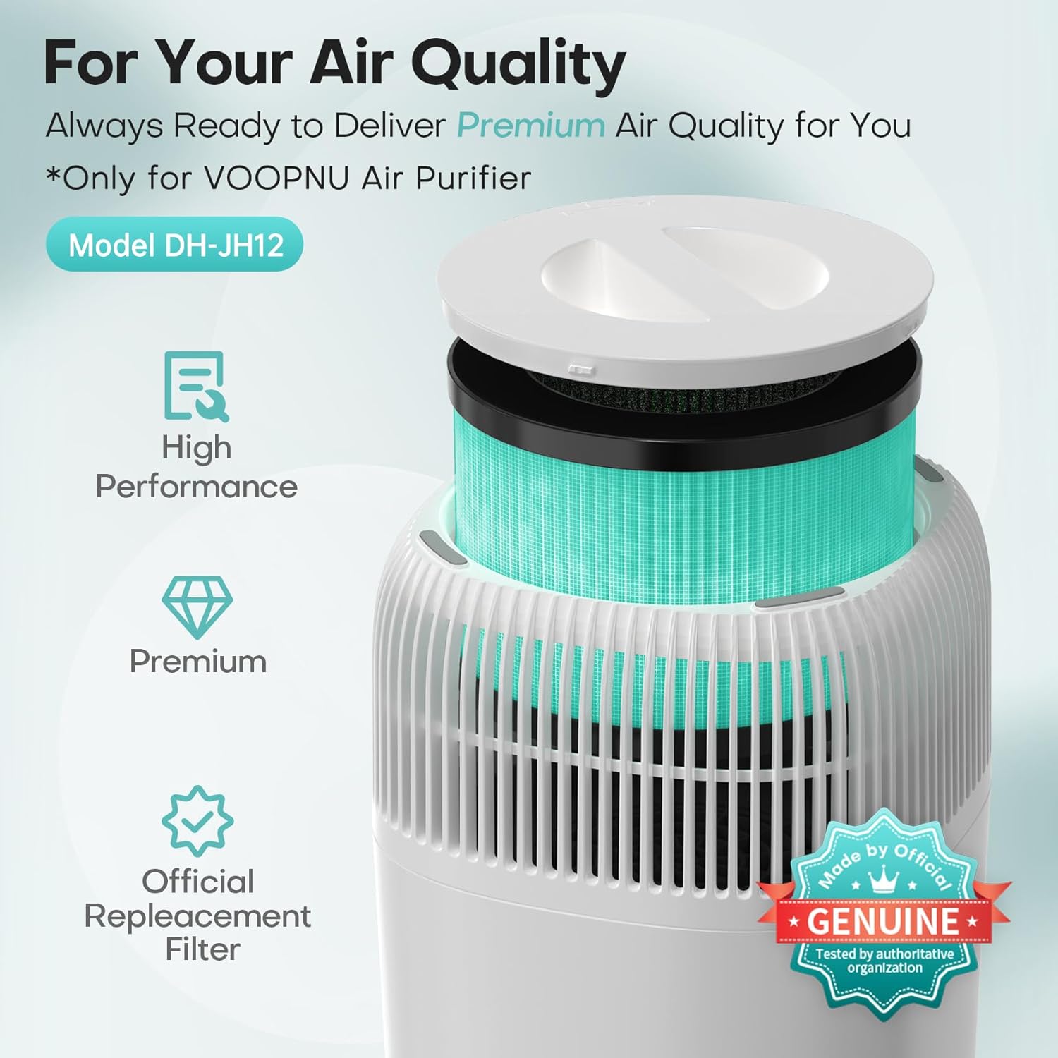 VOOPNU 2 Packs Pet-Care Filter for JH12, 4-in-1 High Efficiency Replacement Filter with Additional Pet-Related Layer, Activated 99.97% of Pet Dander, Hair, Aller-gen, Odors, Pollen and More, Green
