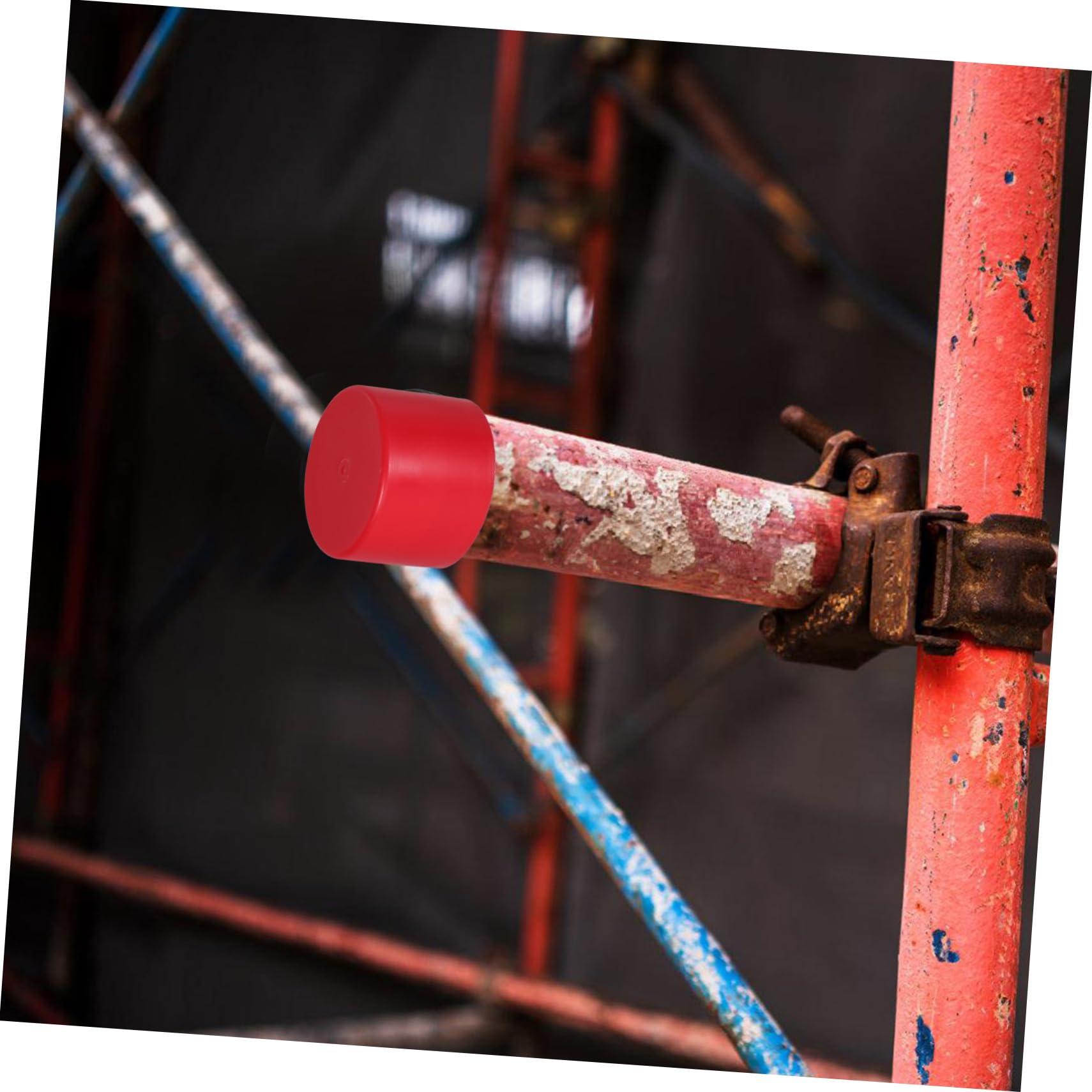 WOONEKY 10 Pezzi Manicotti Protettivi per Tubi per Ponteggi in Pe Rosso, Coperture Antiscivolo per Tubo in Acciaio Diametro 48-50mm, per Ristrutturazione e Riparazioni
