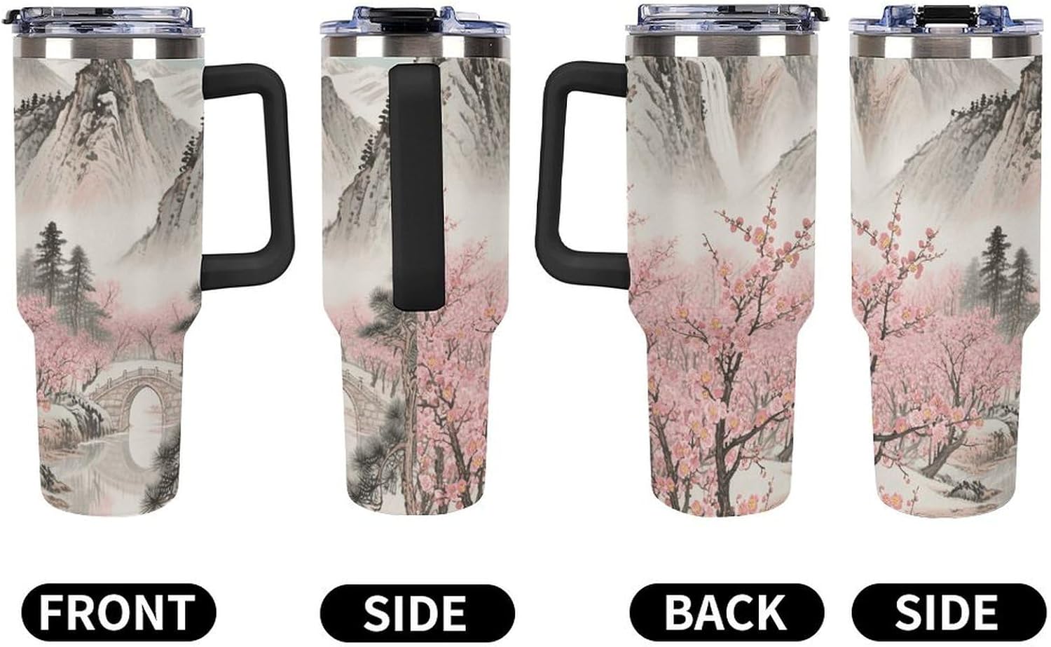 40 Oz Tumbler with Straw And Lid Plum Blossom Landscape Insulated Travel Coffee Mug Stainless Steel Water Bottle Vacuum Insulated Tumblers for Sport Work Car Travel Weekends