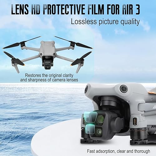 Miniatura 4 de O'woda Película protectora de pantalla de vidrio templado Air 3 Lens HD para accesorios DJI Air 3, paquete de 2
