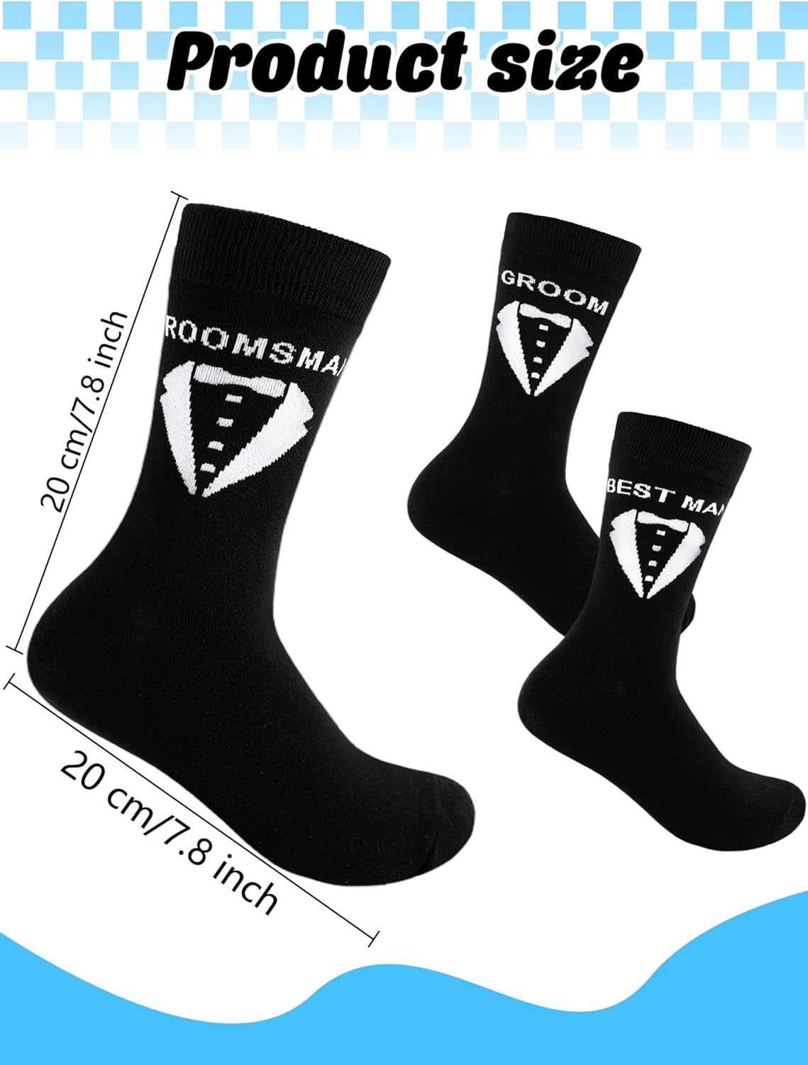 8 Pairs Groomsmen Socks Groom Best Man Black Cotton Novelty Socks for Wedding Proposal Gifts - Image 2