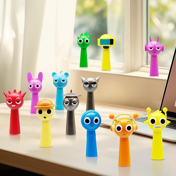 JUSJUBR 12PCS Sprunkis Action Figures Statue, Sprunki Cartoon Figures, Colorful Toy Figures for Kids, Collectible Toy