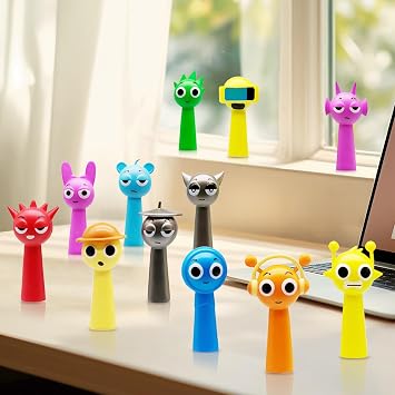 JUSJUBR 12PCS Sprunkis Action Figures Statue, Sprunki Cartoon Figures, Colorful Toy Figures for Kids, Collectible Toy