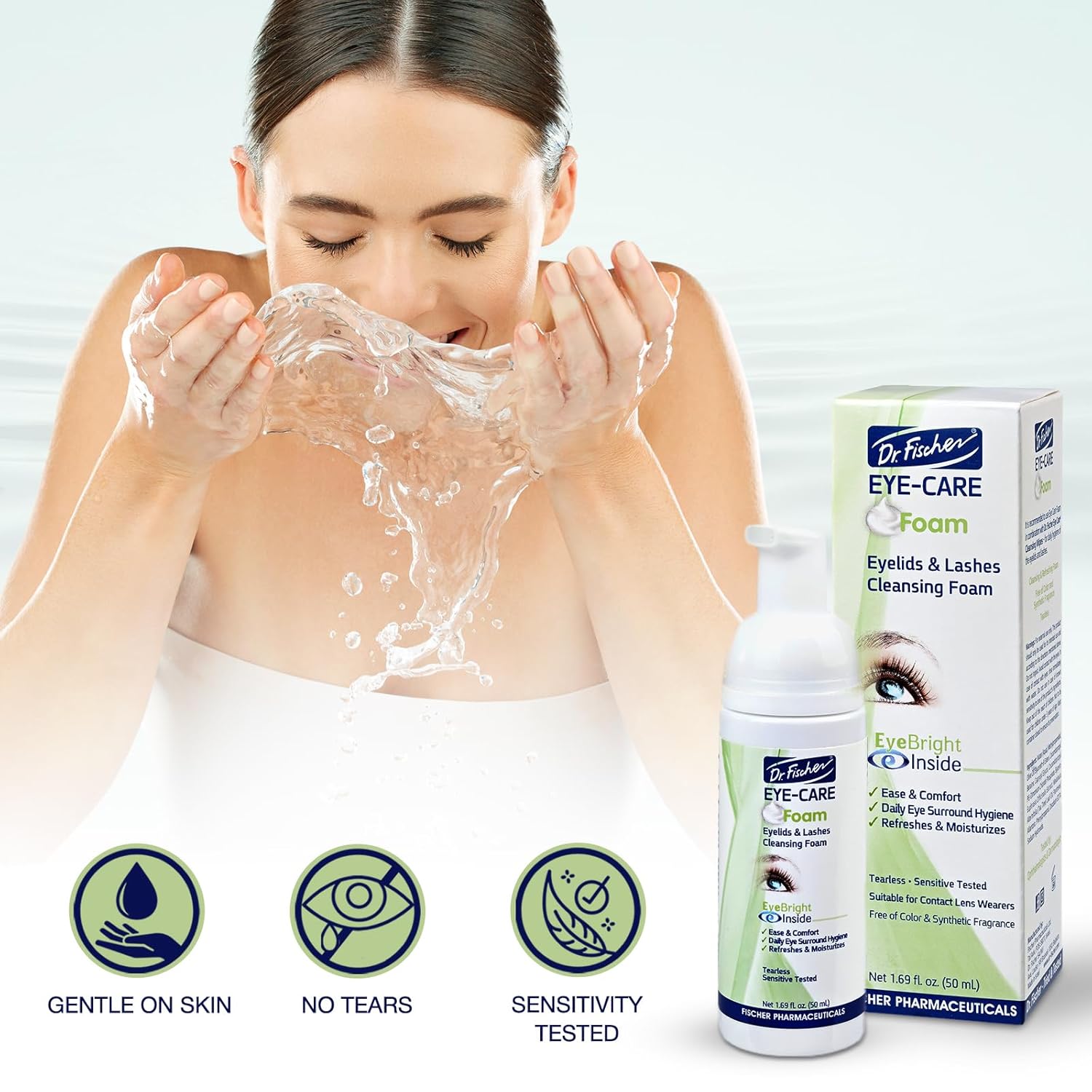 Dr. Fischer Tea Tree Oil Eyelid Cleanser - Eye Lid Scrub and Wash - Gentle Eyelash Foam Tear Free - Image 4