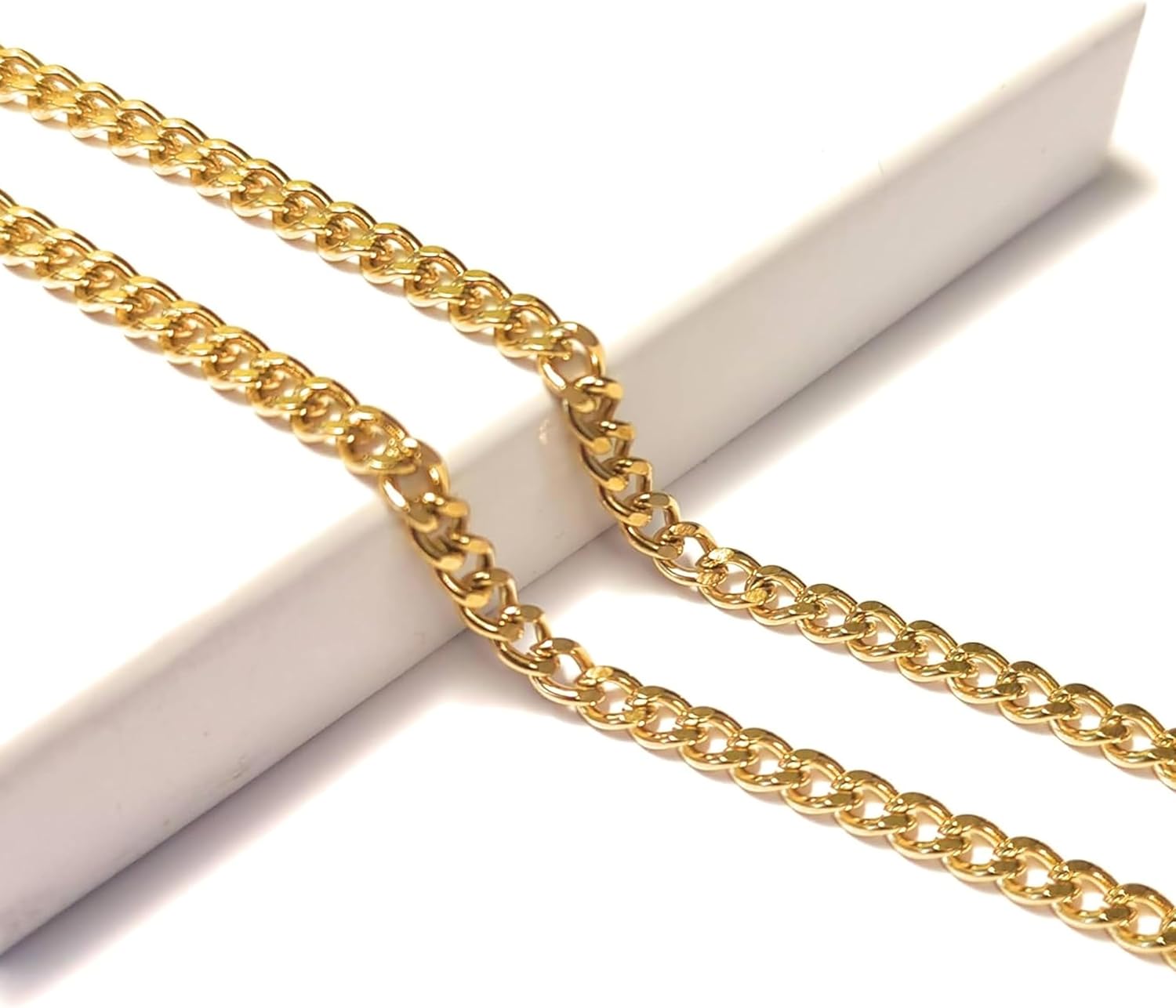 12 Inch Plated Gold Stainless Steel Curb Link Anklet Chain Comfortable Flat Links Gift Boxed Plus Size - Image 2