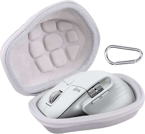 Estuche Rígido para Logitech MX Master 4/3S/3 Advanced Wireless Mouse | Caja de Almacenamiento Protectora, Diseñada Específicamente para el Mouse Logitech MX Master, Forro Interior de Terciopelo Suave, Compartimentos Personalizados, Estuche Blanco