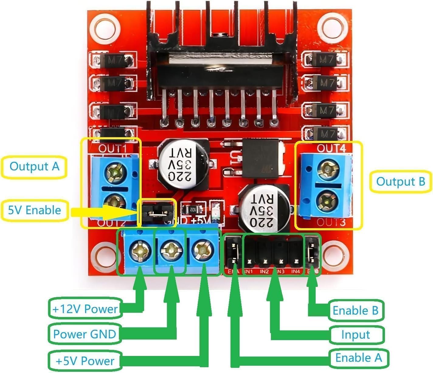 WWZMDiB 2 Pcs L298N Motor Driver Controller Board DC Dual H Bridge Module for Arduino Raspberry Pi Stepper Motor (2 Pcs, L298N)