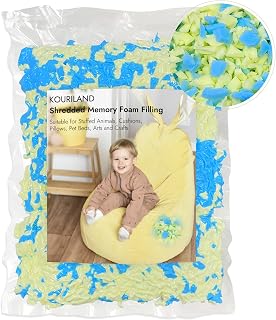 5LBS Bean Bag Filler – Shredded Memory Foam Refill with Cooling Gel, Soft & High Resilience Foam Filling for Bean Bag Chair, Couch Cushion, Pillow, Dog Bed & DIY Crafts