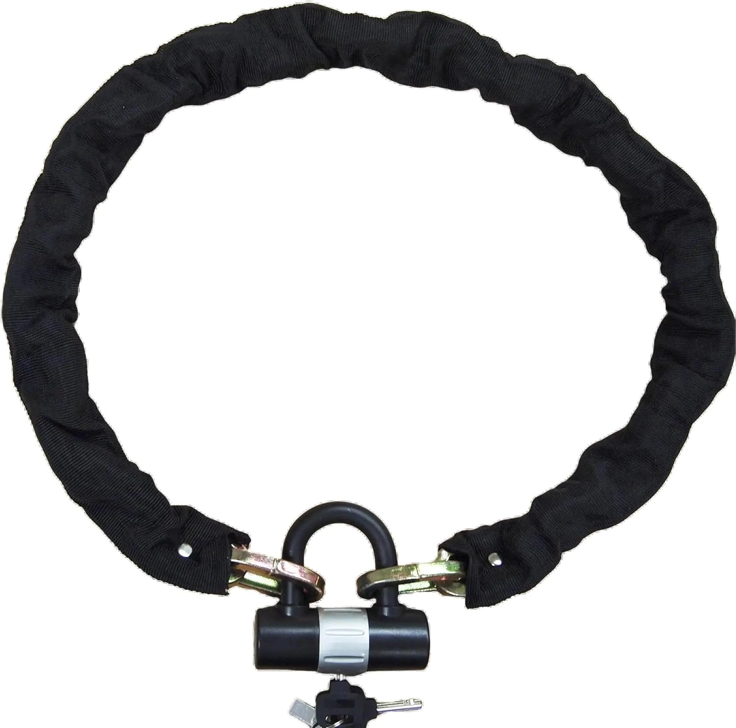 Lot of (2) H.D. 48in Motorcycle Bike Anti-Theft Security Alloy Steel Padlock Chains with Keyed Alike Locks & Cover