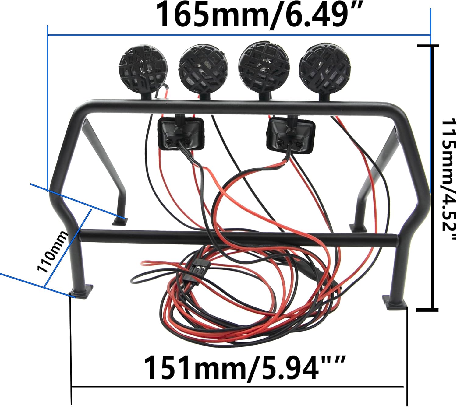 ShareGoo Metal RC Roll Cage Bucket Rolling Cage with LED Light Compatible with Axial SCX10 D90 Tamiya CC01 RC4WD Trail 1/10 RC Rock Crawler