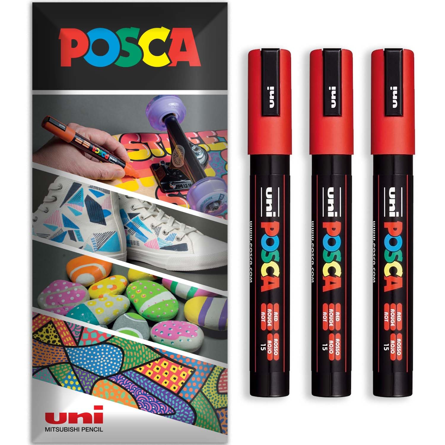 Uni-Ball POSCA 182626 – Pennarello Con Punta A Cuneo Larga 8mm – Colore Rosso Vino