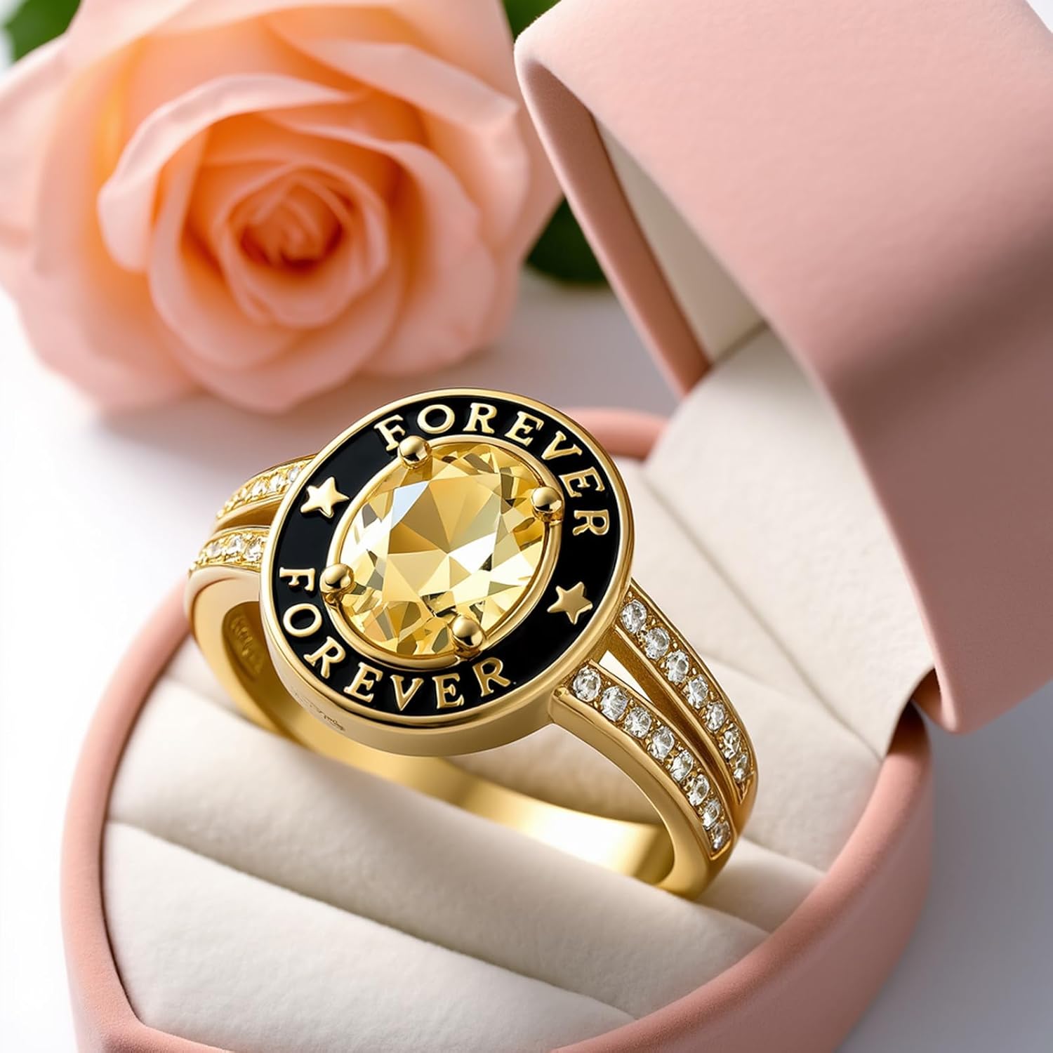 2026 High School Class Rings Personalized Custom College Graduation Ring for Women 10K/14K/18K Solid Gold with Birthstone
