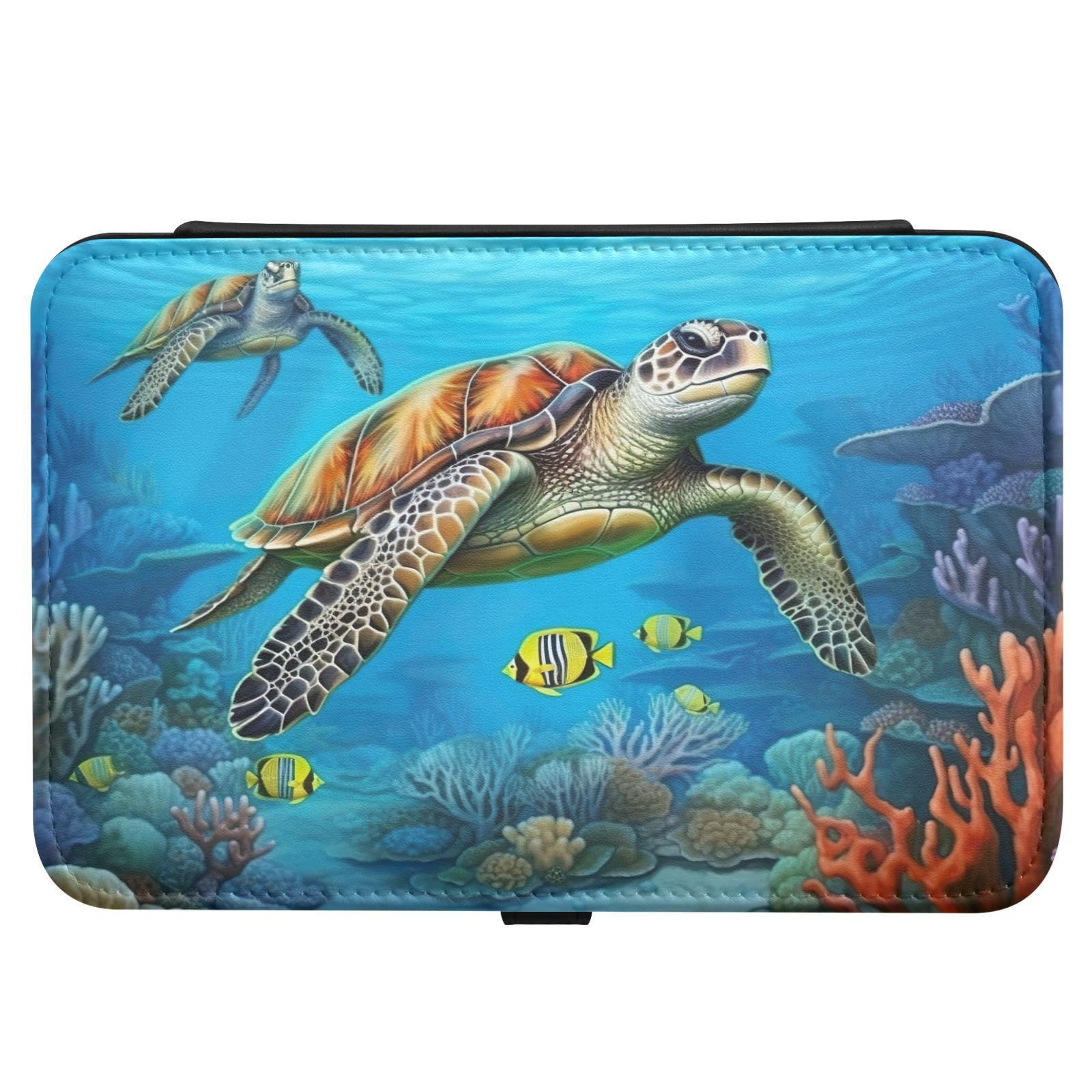 Haskirky Sea Turtle Jewelry Box Portable PU Leather Travel Jewelry Organize for Women Jewelry Storage Display Holder for Ring, Necklace, Earring