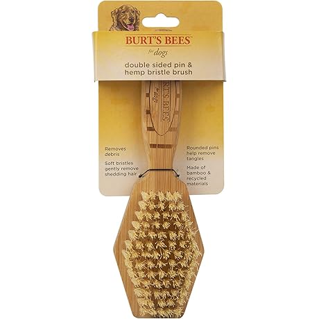 Burt's Bees Dog Brush, Double Sided Pin and Hemp Bristle for All Pets