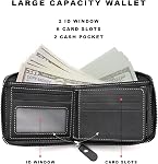 Wallets for Men, Leather Men Wallet with ID Window and Multi Card Slots, Secure Zipper Around Bifold Wallet for Mens(Black)