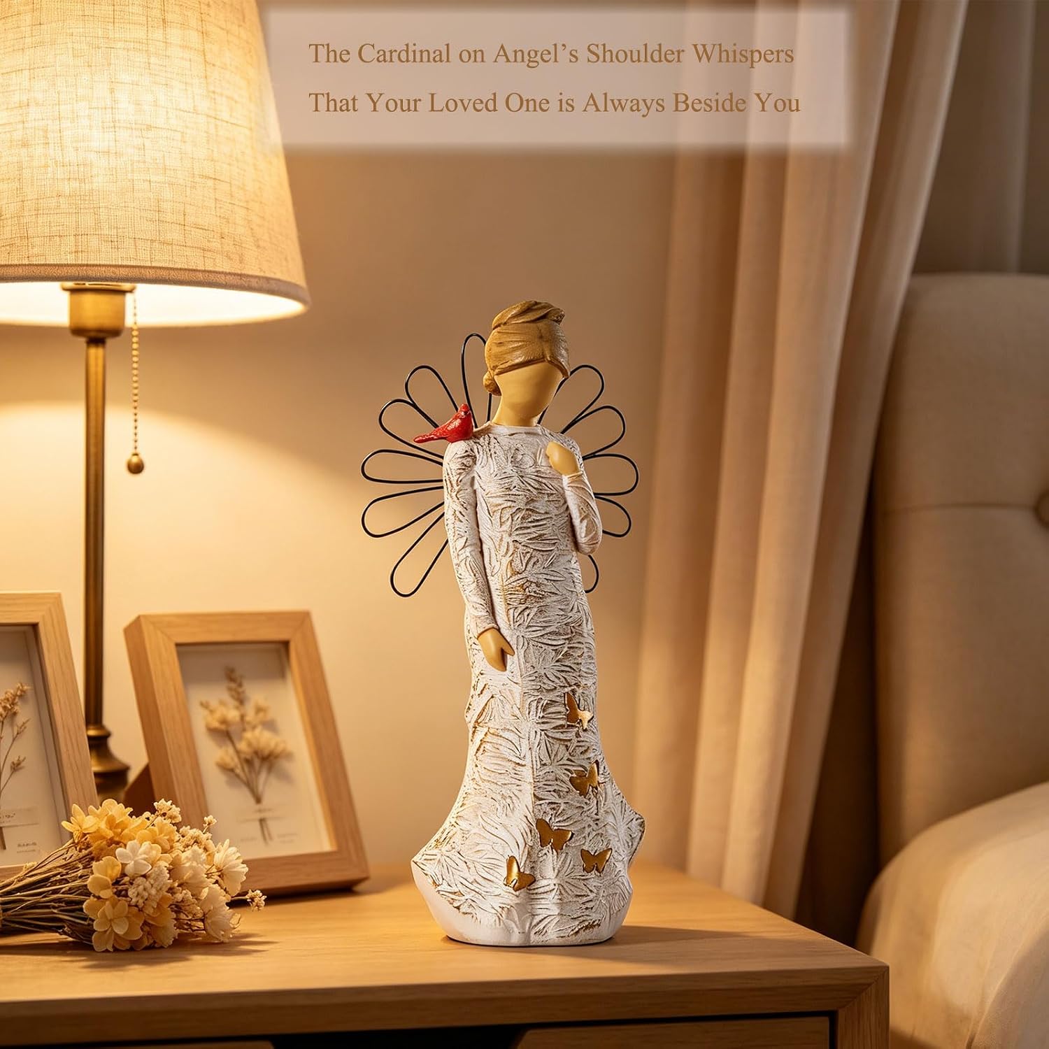 NAN ZAI NAN FANG Sympathy Angel Figurines for Loss of Loved Ones Angel Statues Home Decor Serenity Prayer Gifts for Women Resin Sculpted Hand-Painted Figure Bereavement Gift Praying Hands Statue