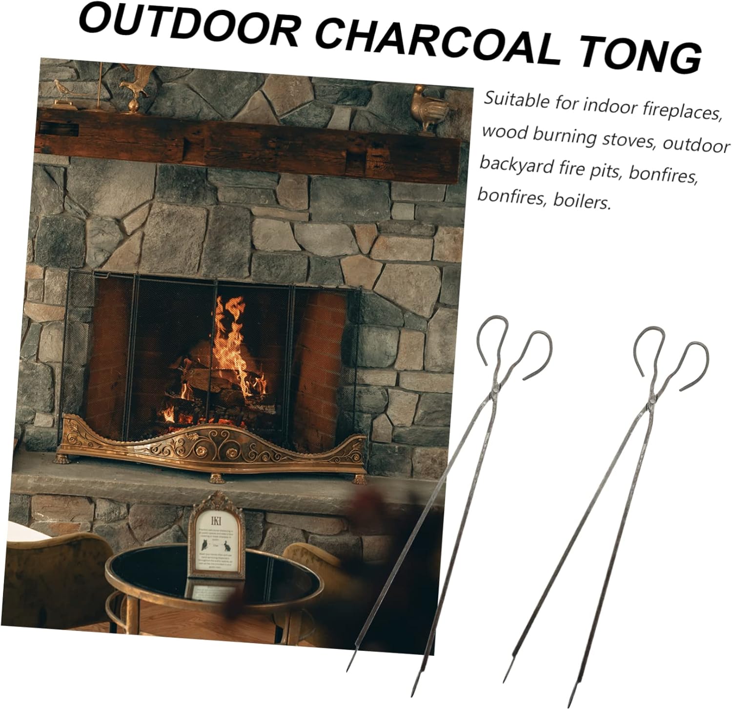 2pcs Firewood Clips Camping Bbq Utensils Reusable Garbage Pliers Tongs for Cooking