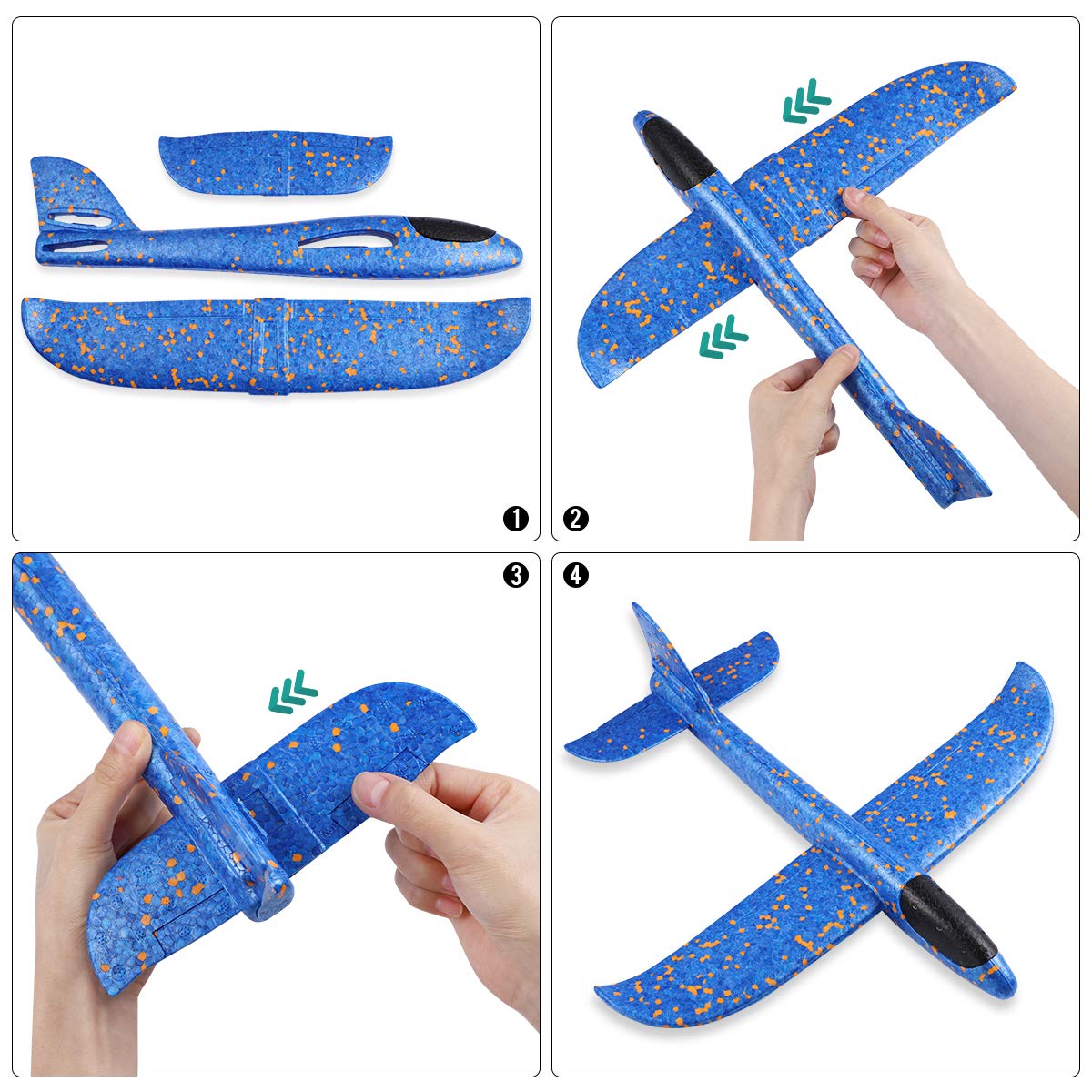 Toyvian – Avion En Mousse EPP à Lancer – Jouet Volant Lumineux Orange – Planeur Léger Pour Enfant – Jeu Extérieur Parent-enfant – Cadeau Fête Aviation