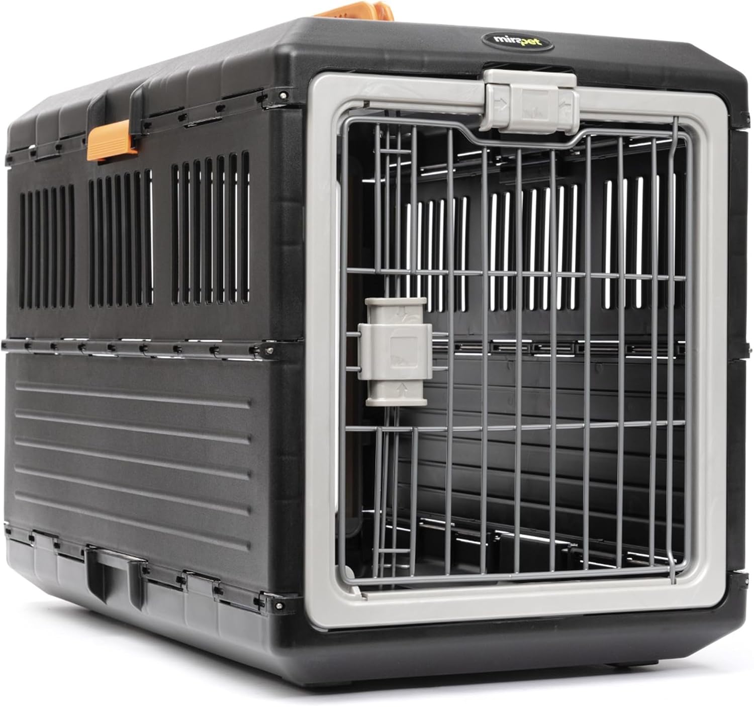 USA Pet Carrier & Crate - Premium Collapsible Design for Cats and Dogs - Portable Kennel for Small Pets - Indoor/Outdoor (Medium Model A (26'')), Dark Gray